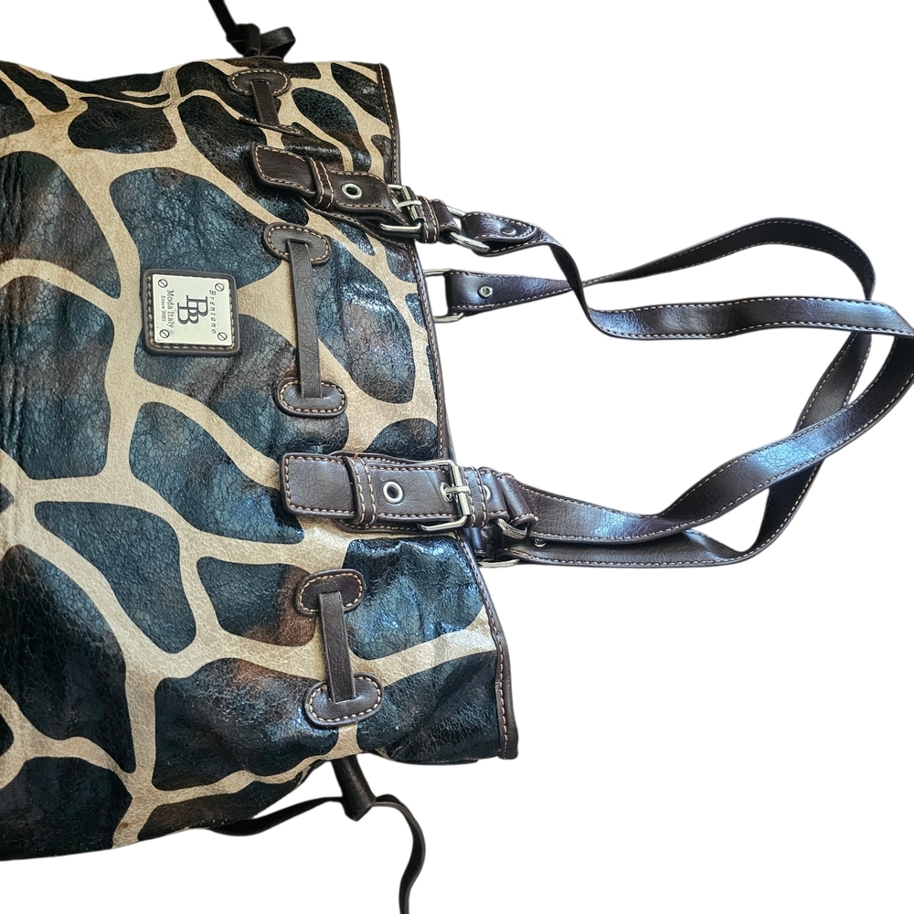 B.Brentano Moda Italy Animal Print Leather Shoulder Purse Hand Bag - Picture 6 of 16